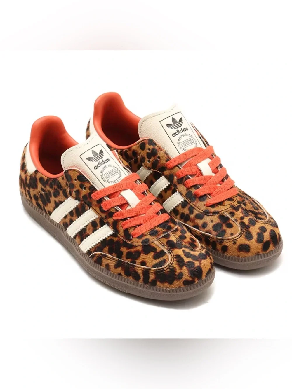 Adidas Samba OG Leopard Pony Hair Sneakers Coral Orange Womens 5.5 - Picture 1 of 8